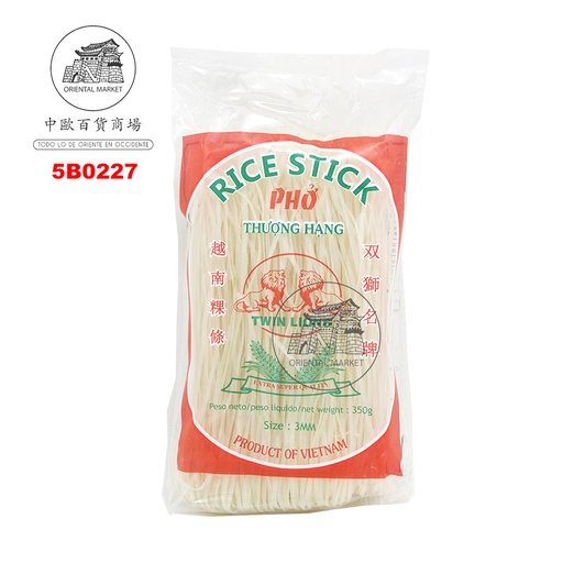 [5B0227] BARRITA ARROZ M (3mm) *TWIN LION* 双狮粿条 350g/30