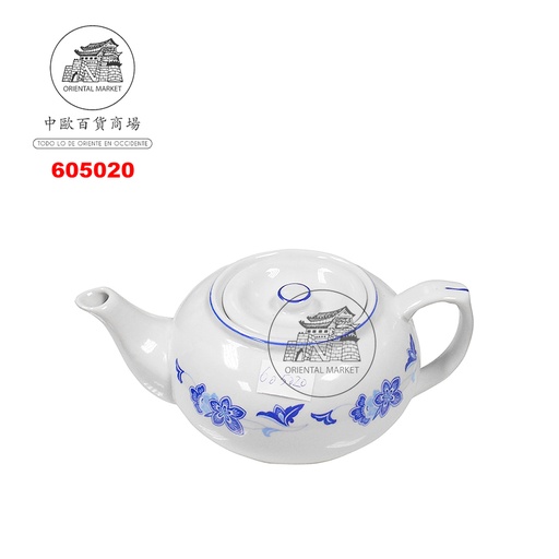 [605020] TETERA PORCELANA  瓷蓝荷彩大茶壶人份