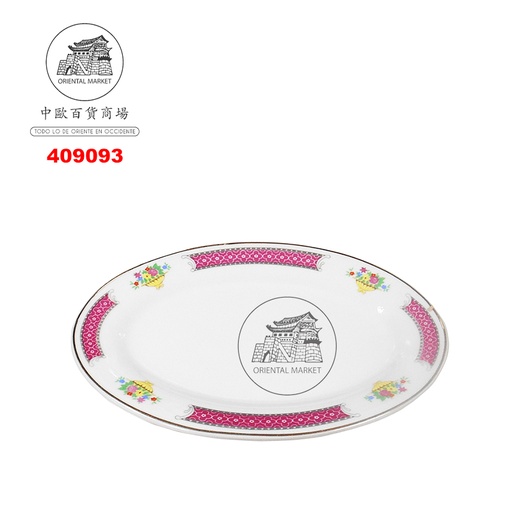 [409093] PLATO OVAL *9* 瓷金红花长盘 23cm/48