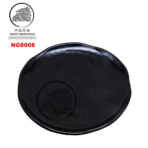 [NG8008] PLATO REDONDO  *8008* 塑黑色蟠桃皿 21.5cm/48