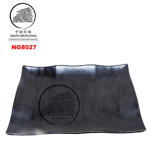 [NG8027] PLATO RECTA *8027* 塑黑色小四角长方波皿 36
