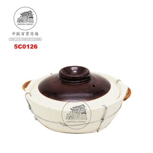 [5C0126] CAZUELA BARRO ALAMBRE 圆底带铁丝沙煲 16cm/24