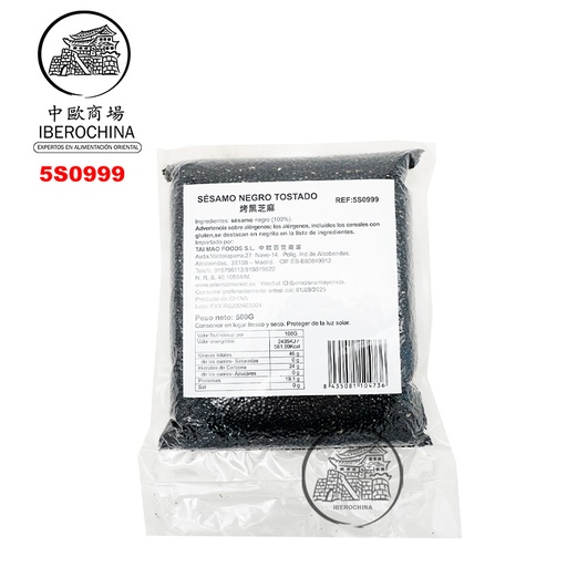 [5S0999] SESAMO NEGRO TOSTADO 烤黑芝麻 500g/20