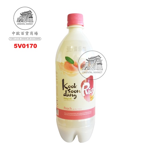 [5V0170] VINO DE ARROZ MAKGEOLLI MELOCOTON (3%) *KSD* 韩国精酿米酒蜜桃味 750ml/20