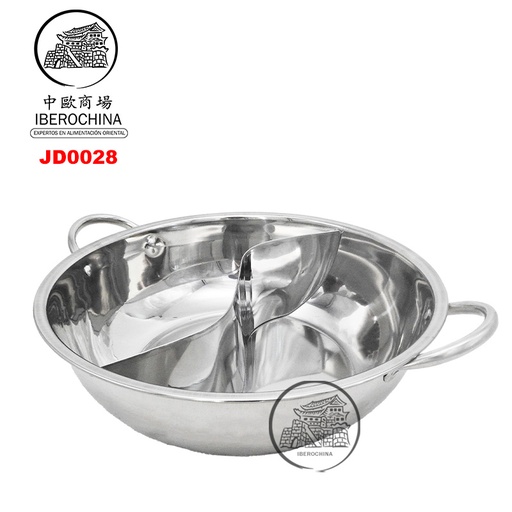 [JD0028] OLLA FONDUE DOBLE DIVIDIDA ACERO INOXIDABLE 鸳鸯锅 (30cm)