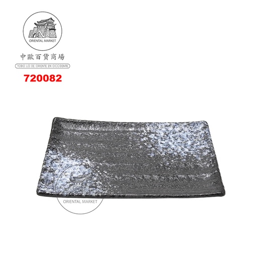 [720082] PLATO RETANGULO NEGRO 雪花黑彩双切长方盘 (8吋)