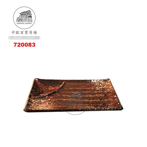 [720083] PLATO RECTANGULO NEGRO 雪花黑彩烧物盘 (8吋)