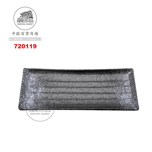 [720119] PLATO RECTANGULO NEGRO 雪花黑彩烧物盘 (11x11吋)