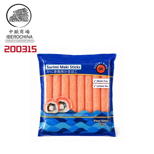 [200315/2T0002] PALITO MAR CONGELADO *SUSHI KING* 寿司王冻蟹肉条 18cm/1kg/10
