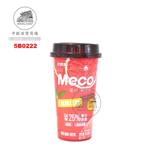 [5B0222] BEBIDA TE MELON *MECO* 香飘飘蜜谷果汁茶桃红柚 400ml/15