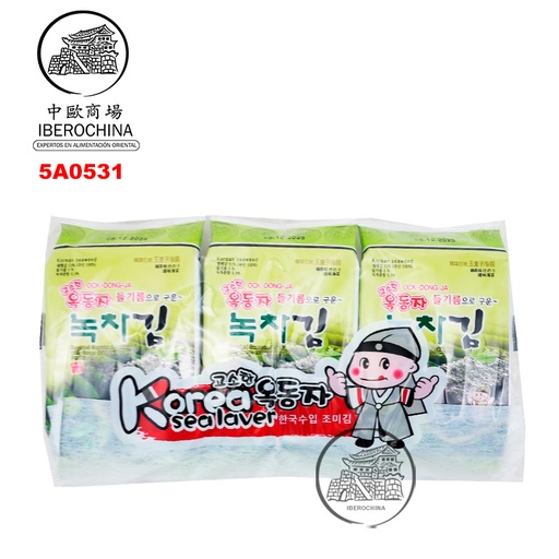 [501503/5A0531] SNACK ALGA TE VERDE *OCK-DONG-JA* 玉童子绿茶味海苔 4g/3u/24