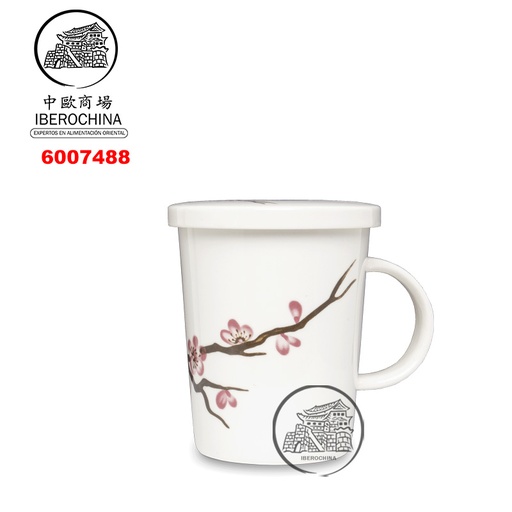 [6007488] TAZA TE CON FILTRO 白色底樱花带盖过滤马克杯 /36