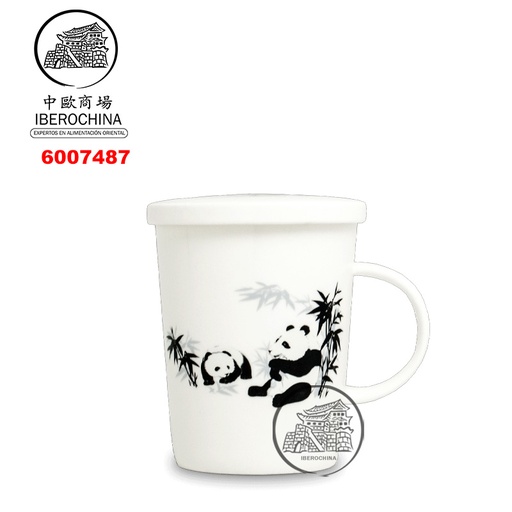 [6007487] TAZA TE CON FILTRO 白色底熊猫带盖过滤马克杯 /36