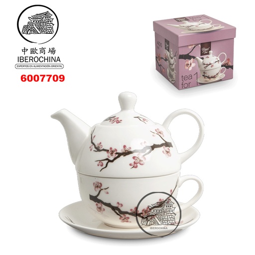 [6007709] TE SET 白色底樱花3件茶壶套装壶杯盘 /12