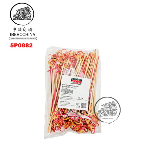 [5P0882] PINCHO BAMBU ROJO 15CM 花结竹串红色 100u/100