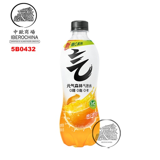 [501703/5B0432] BEBIDA DE SODA SIN AZÚCAR SABOR A NARANJA CON VITAMINA C *YQSL* 元气森林维C橙子无糖苏打气泡水 480ml/15