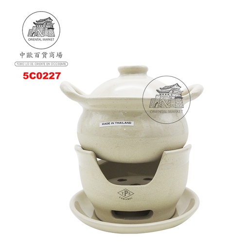 [5C0227] CAZUELA BLANCOJUEGO  *THAI* 泰国双耳白沙锅套装 6