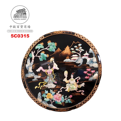 [5C0315] CUADRO LACADO REDONDO  圆形贝雕挂图