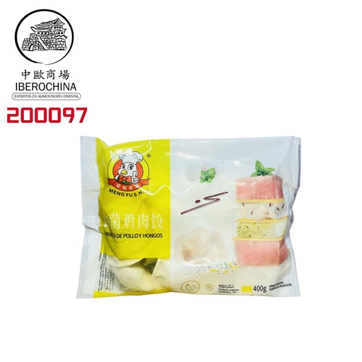 [200097] RAVIOLIS DE POLLO Y HONGOS *MENGFU* 蒙福山菌鸡肉饺 400g/12