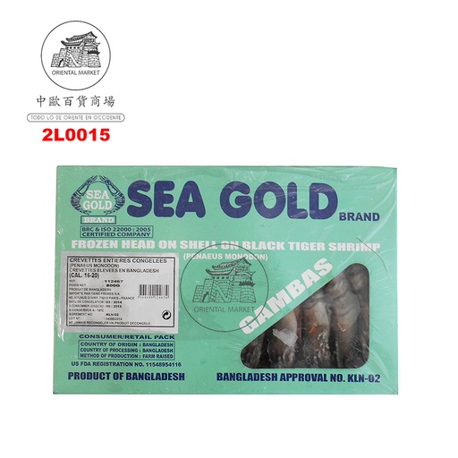 [2L0015] LANGOSTINO ENTERO *BANGLA-DESH* 孟加拉带头黑虎虾 800g/12